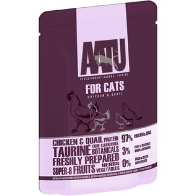 AATU Паучи для кошек  Курица и Перепел (FOR CATS CHICKEN & QUAIL). Вес: 85 г